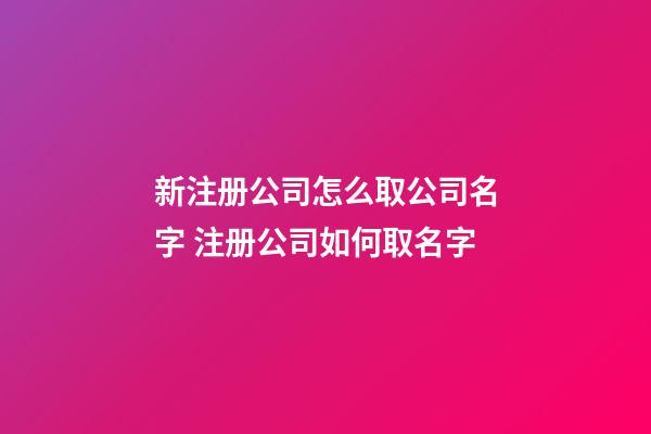 新注册公司怎么取公司名字 注册公司如何取名字-第1张-公司起名-玄机派